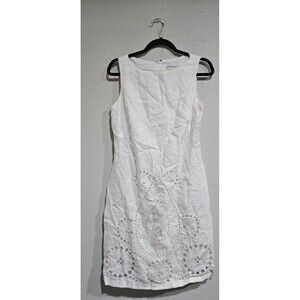 knee length dresses for ladies S/S 1990 Isaac Mizrahi White Linen Dress with Black Silk Trim main image 0